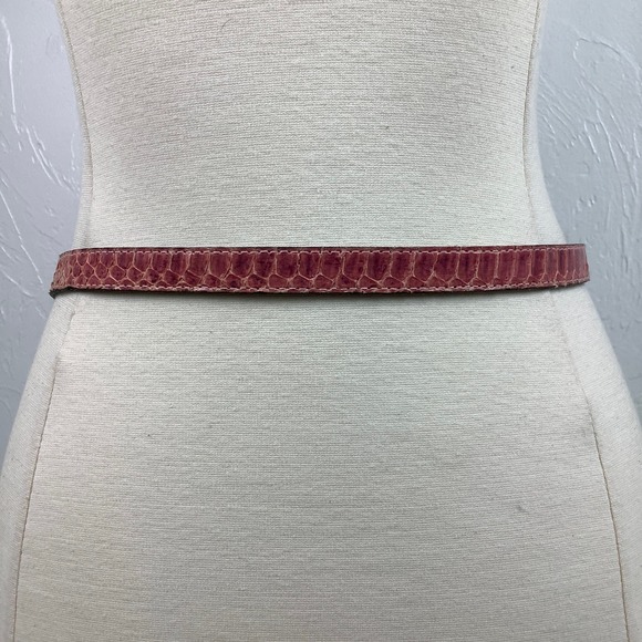 VTG Apple Acc of NY Snakeskin Leather Pink Skinny belt SZ S EUC main image 7